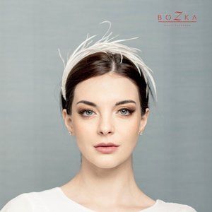 Bridal ivory feather headband